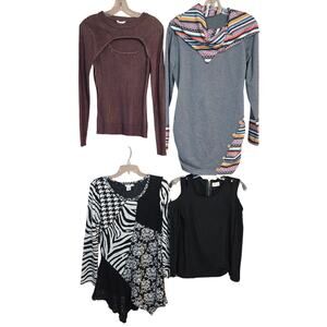 Women's Medium 8 10 Tops Shirts Blouses Sweaters Wholesale Bulk Lot of 4 M